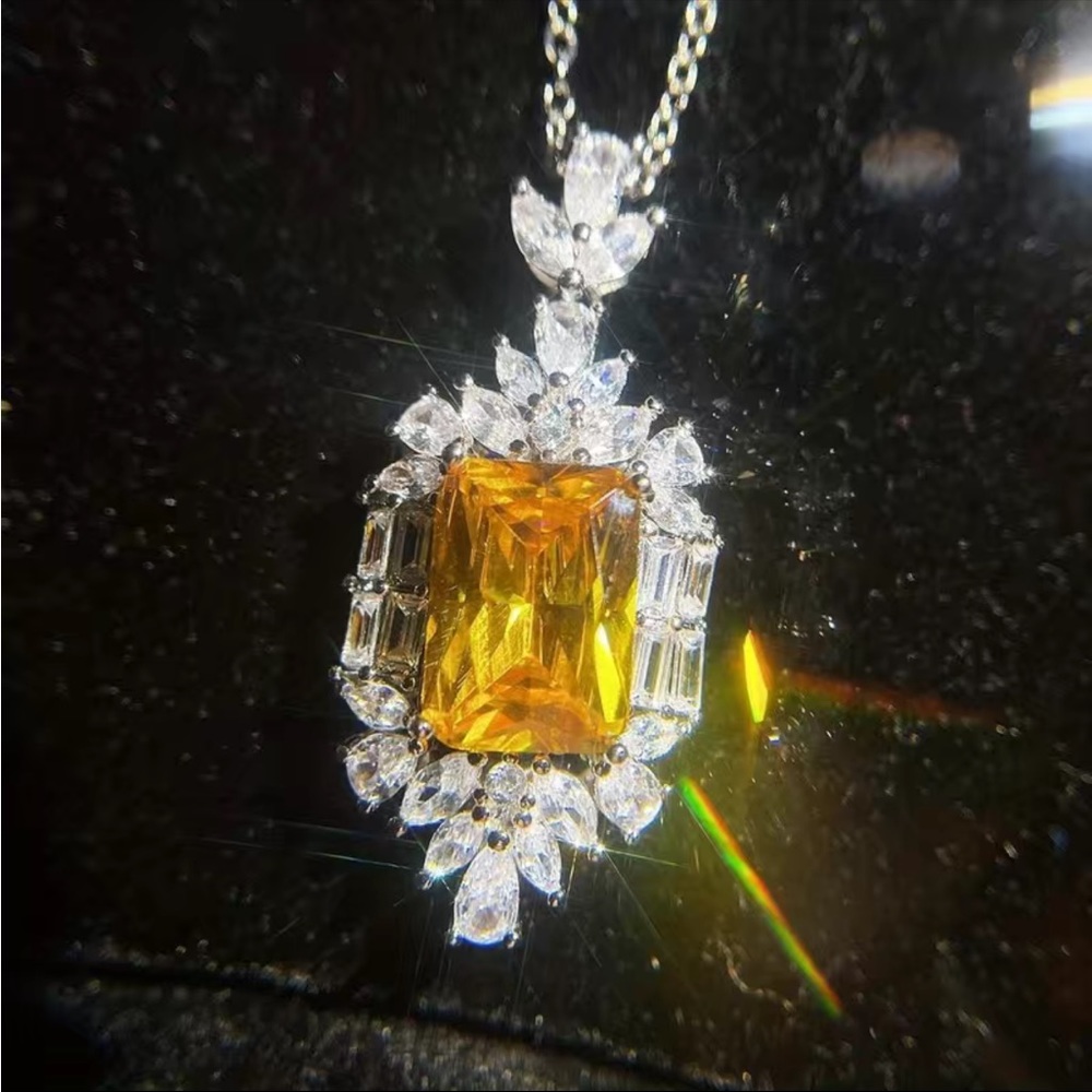 New Gorgeous 925 Silver Citrine Pendant Necklace - Picture 5 of 10